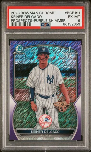 2023 Bowman Chrome Prospects Keiner Delgado Purple Shimmer #BCP191 card image