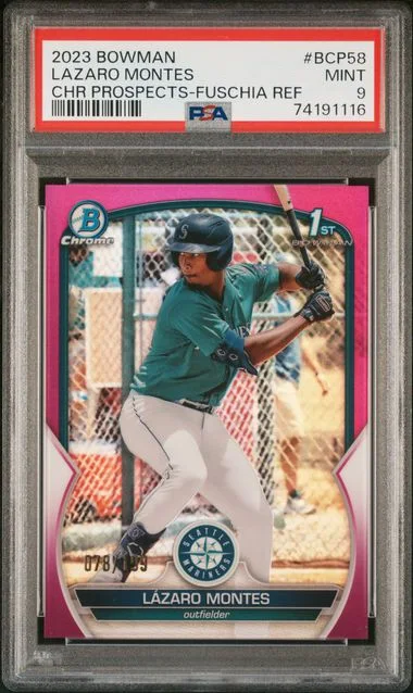 2023 Bowman Chrome Prospects Lazaro Montes Sapphire Edition Green #BCP-58 card image