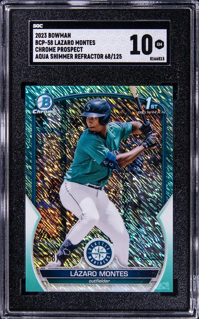2023 Bowman Chrome Prospects Lazaro Montes Aqua Shimmer Refractor #BCP58 card image