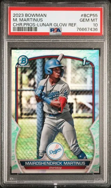 2023 Bowman Chrome Prospects Mairoshendrick Martinus Lunar Glow Refractor #BCP-55 card image