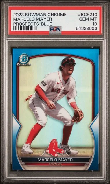 2023 Bowman Chrome Prospects Marcelo Mayer Blue #BCP210 card image