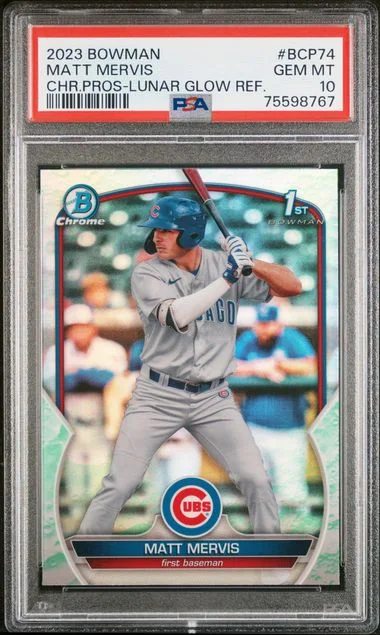 2023 Bowman Chrome Prospects Matt Mervis Lunar Glow Refractor #Bcp74 card image