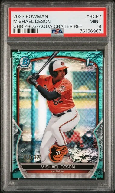 2023 Bowman Chrome Prospects Mishael Deson Aqua Crater Refractor #BCP-7 card image