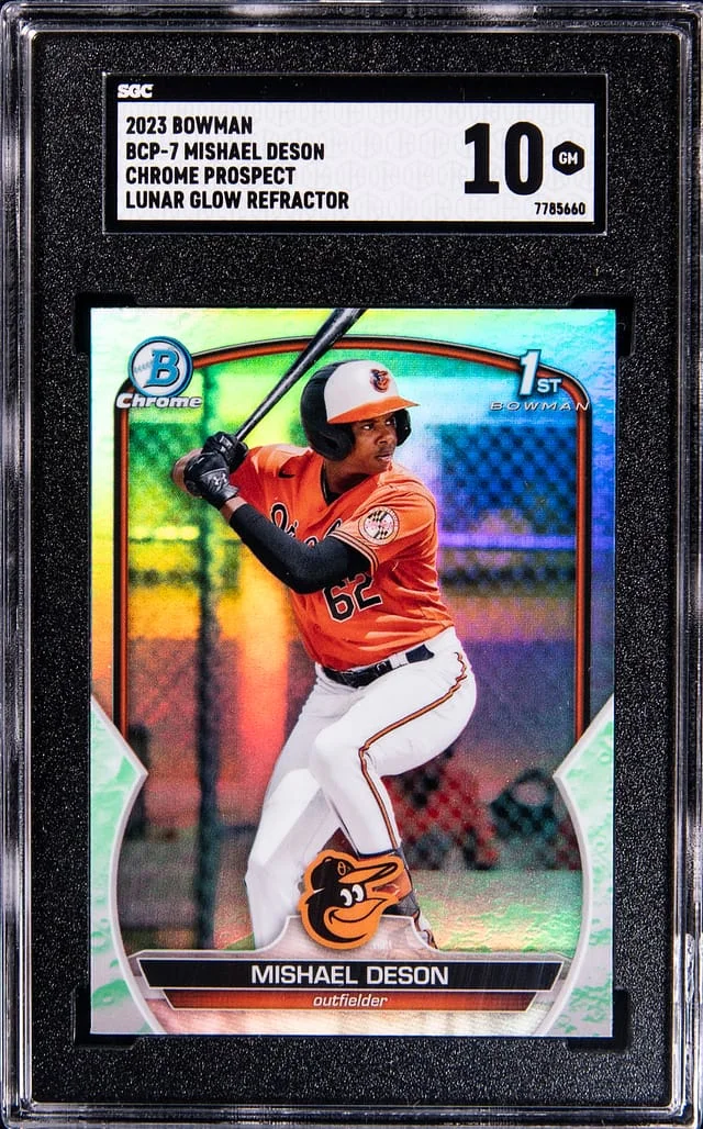 2023 Bowman Chrome Prospects Mishael Deson Lunar Glow Refractor #BCP7 card image