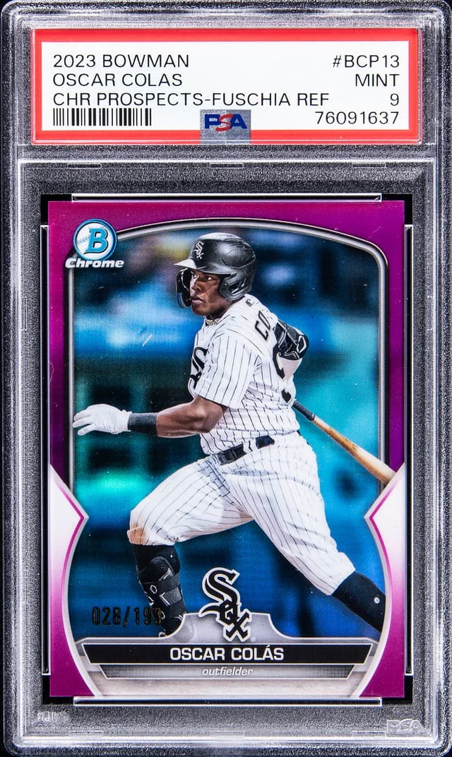 2023 Bowman Chrome Prospects Oscar Colas Fuschia Refractor #BCP13 card image