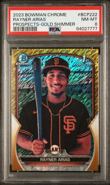 2023 Bowman Chrome Prospects Rayner Arias Gold Shimmer #BCP-222 card image