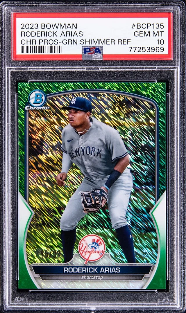 2023 Bowman Chrome Prospects Roderick Arias Green Shimmer Refractor #BCP135 card image