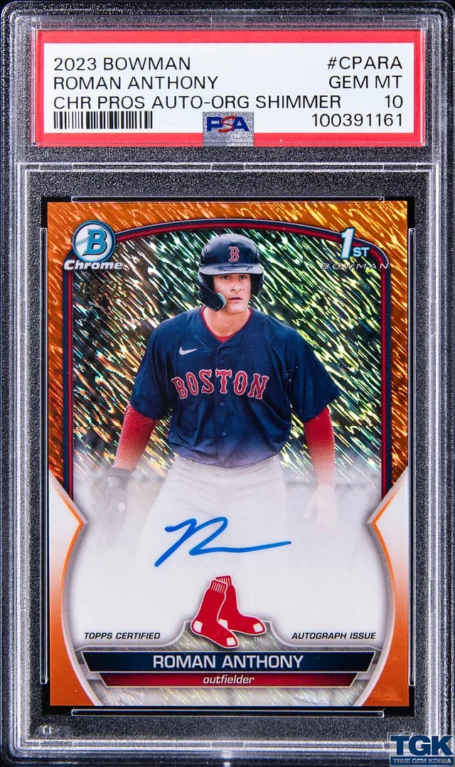 2023 Bowman Chrome Prospects Roman Anthony Autograph Orange Shimmer #CPA-RA card image