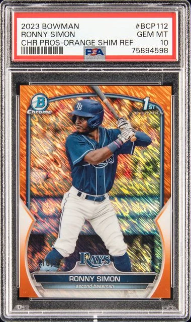 2023 Bowman Chrome Prospects Ronny Simon Orange Shimmer Refractor #BCP-112 card image