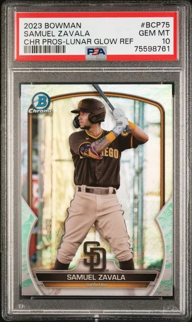 2023 Bowman Chrome Prospects Samuel Zavala Lunar Glow Refractor #Bcp75 card image
