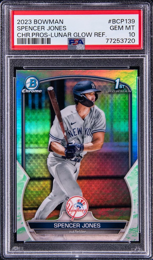 2023 Bowman Chrome Prospects Spencer Jones Lunar Glow Refractor #BCP-139 card image