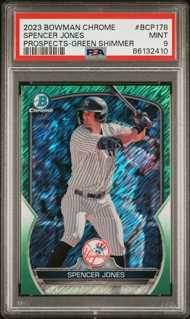 2023 Bowman Chrome Prospects Spencer Jones Green Shimmer #BCP178 card image