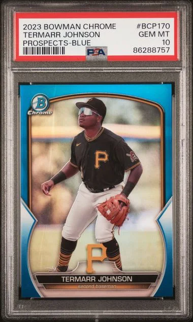 2023 Bowman Chrome Prospects Termarr Johnson Blue #BCP170 card image