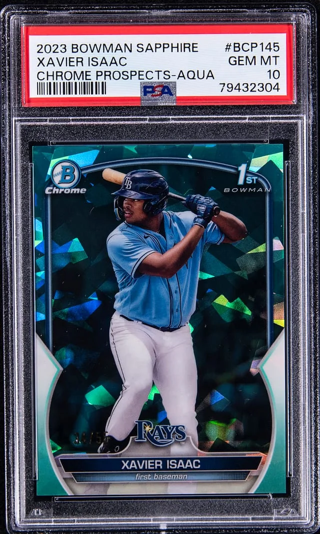 2023 Bowman Chrome Prospects Xavier Isaac Sapphire Edition Aqua #BCP-145 card image