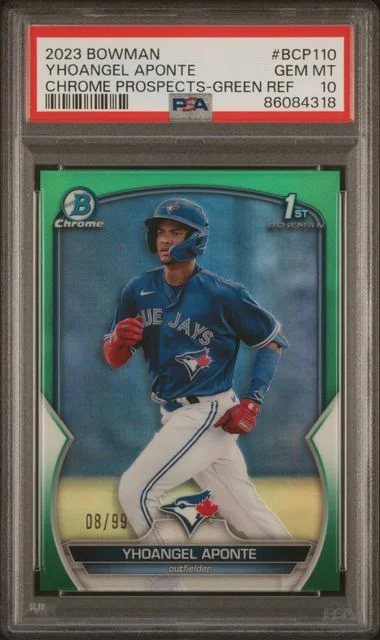 2023 Bowman Chrome Prospects Yhoangel Aponte Green Refractor #BCP110 card image