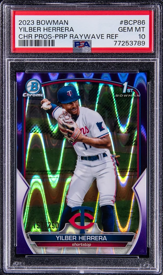 2023 Bowman Chrome Prospects Yilber Herrera Purple Raywave Refractor #BCP86 card image