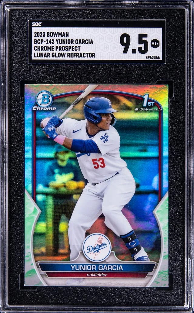 2023 Bowman Chrome Prospects Yunior Garcia Lunar Glow Refractor #BCP142 card image