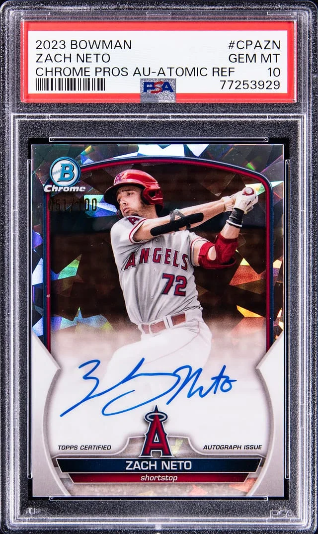 2023 Bowman Chrome Prospects Zach Neto Autograph Atomic Refractor #CPAZN card image