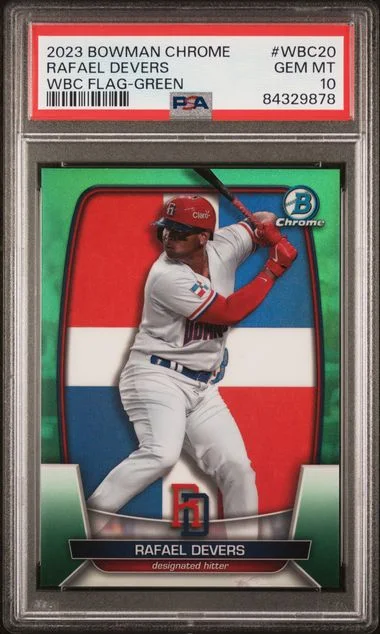 2023 Bowman Chrome Rafael Devers World Baseball Classic Flag Green #WBD20 card image