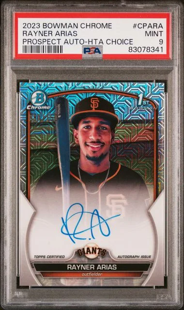 2023 Bowman Chrome Rayner Arias Prospect Autographs Hta Choice #CP-ARA card image
