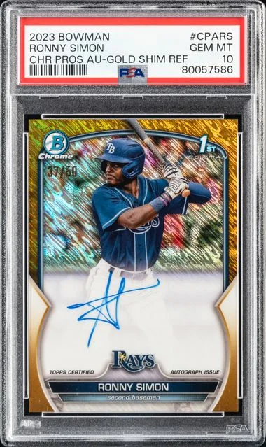 2023 Bowman Chrome Ronny Simon Prospect Autographs Gold Shimmer #CPARS card image