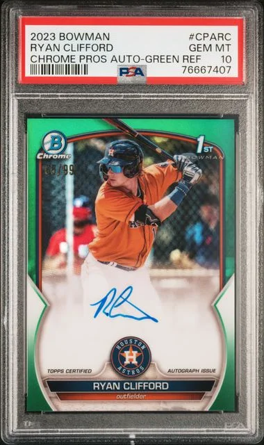 2023 Bowman Chrome Ryan Clifford Prospect Autographs Green Refractor #CPA- card image