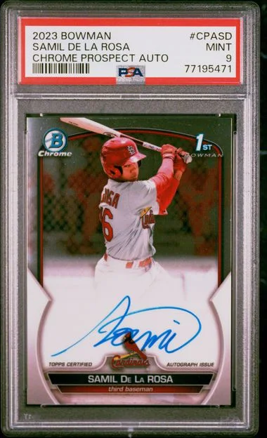 2023 Bowman Chrome Samil De La Rosa Prospect Autographs Orange Shimmer #CPASD card image