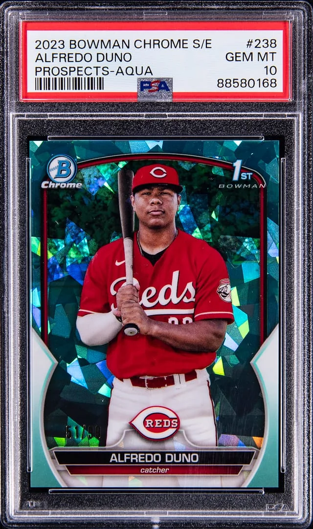 2023 Bowman Chrome Sapphire Alfredo Duno Edition Prospects Aqua #BCP-238 card image
