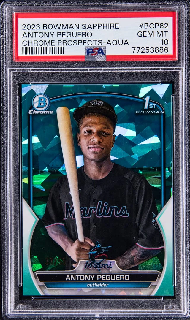 2023 Bowman Chrome Sapphire Antony Peguero Prospect Aqua #BCP62 card image