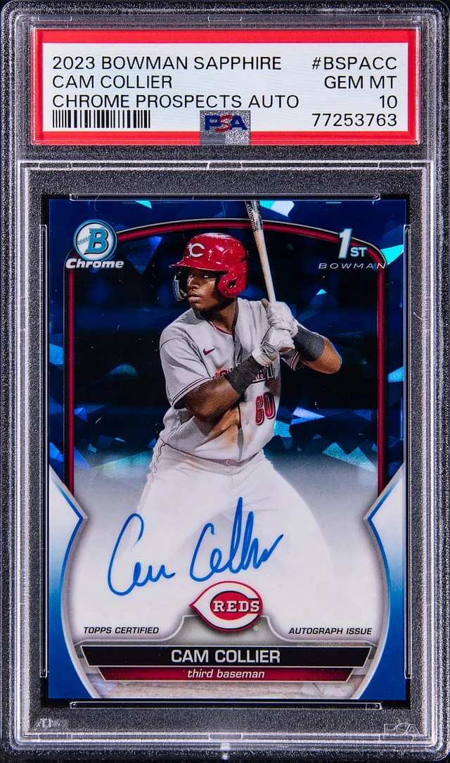 2023 Bowman Chrome Sapphire Cam Collier Prospect Autographs #BSPACC card image