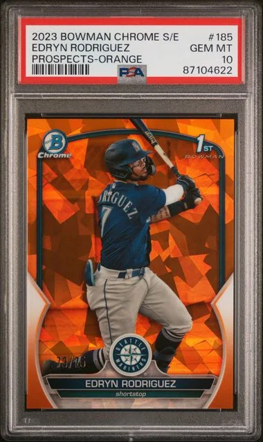 2023 Bowman Chrome Sapphire Edryn Rodriguez Edition Prospects Orange #185 card image
