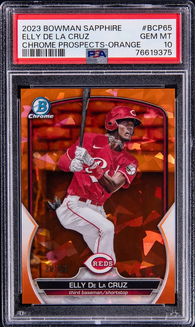 2023 Bowman Chrome Sapphire Elly De La Cruz Prospects Orange Refractor #BCP65 card image