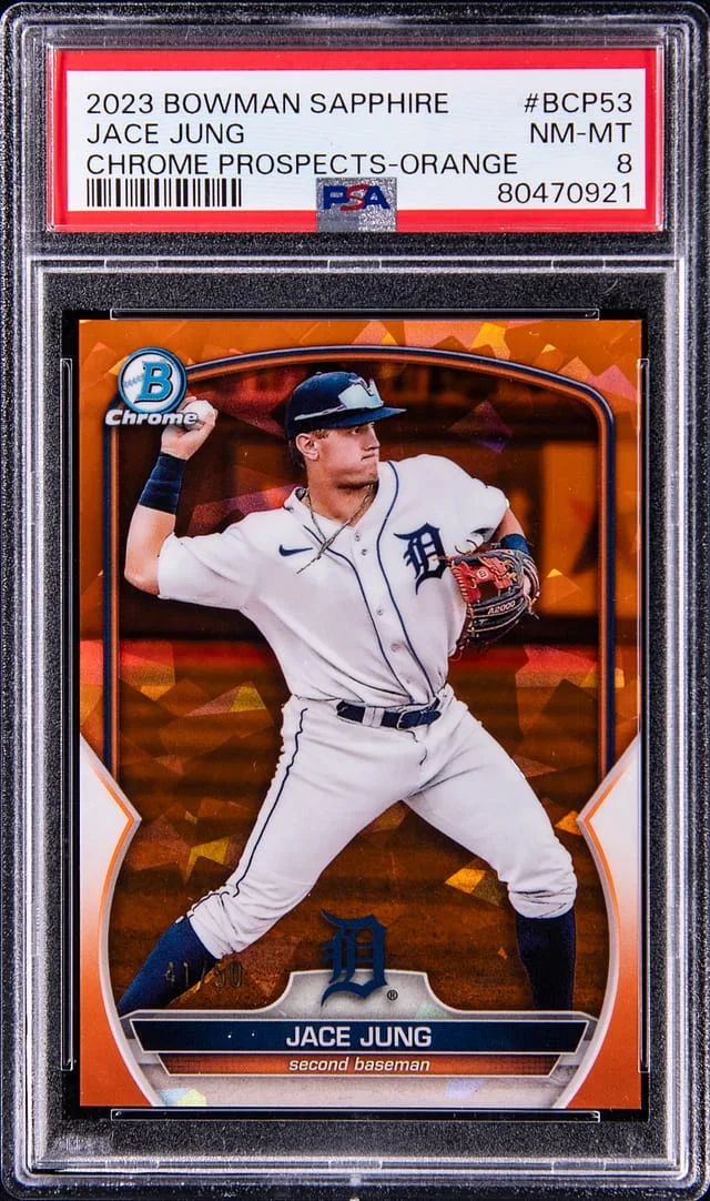 2023 Bowman Chrome Sapphire Jace Jung Orange #BCP-53 card image