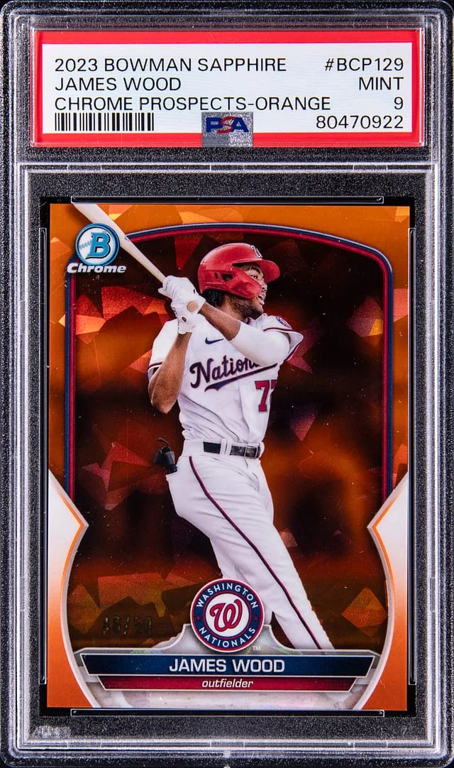 2023 Bowman Chrome Sapphire James Wood Orange #BCP-129 card image