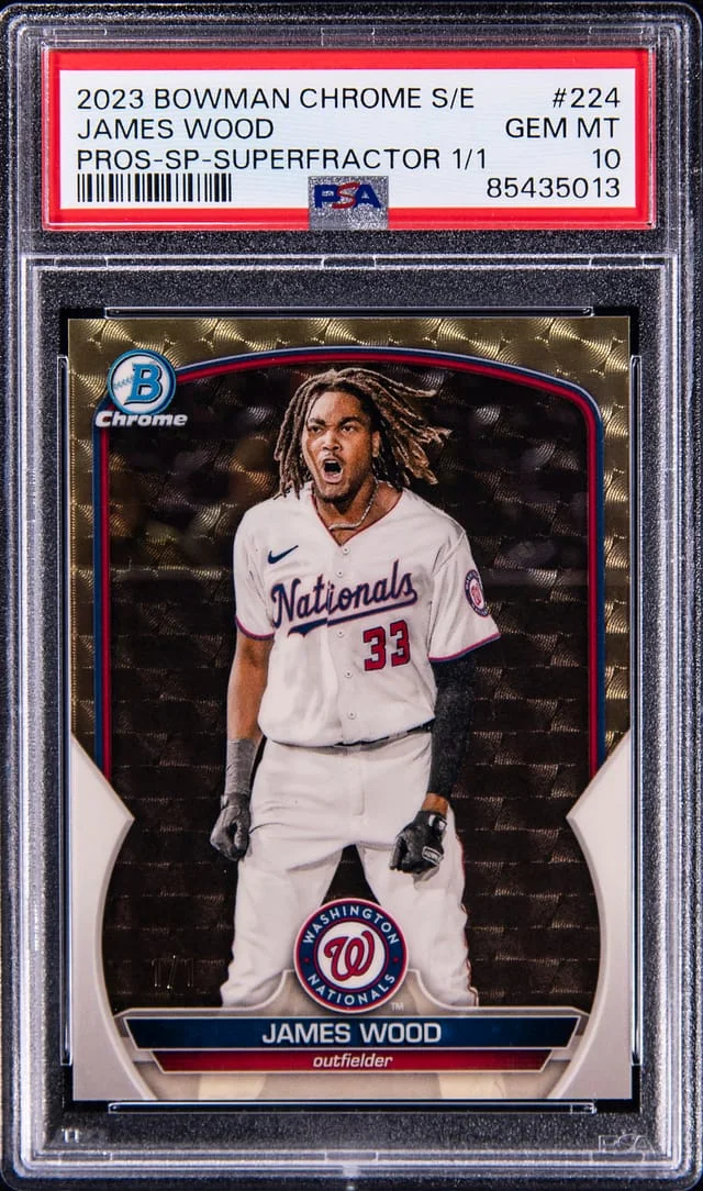 2023 Bowman Chrome Sapphire James Wood Edition Prospects SP SuperFractor #BCP-224 card image