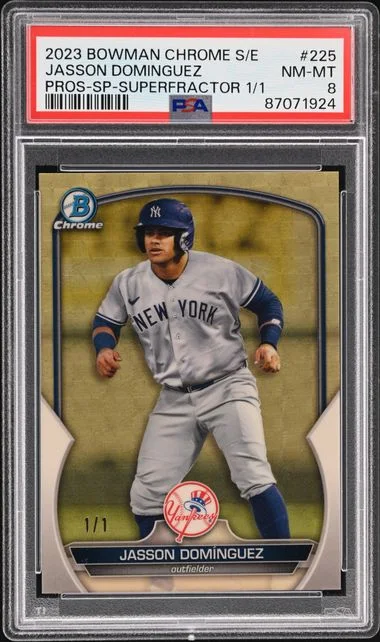 2023 Bowman Chrome Sapphire Jasson Dominguez Edition Prospects SP-Superfractor #225 card image