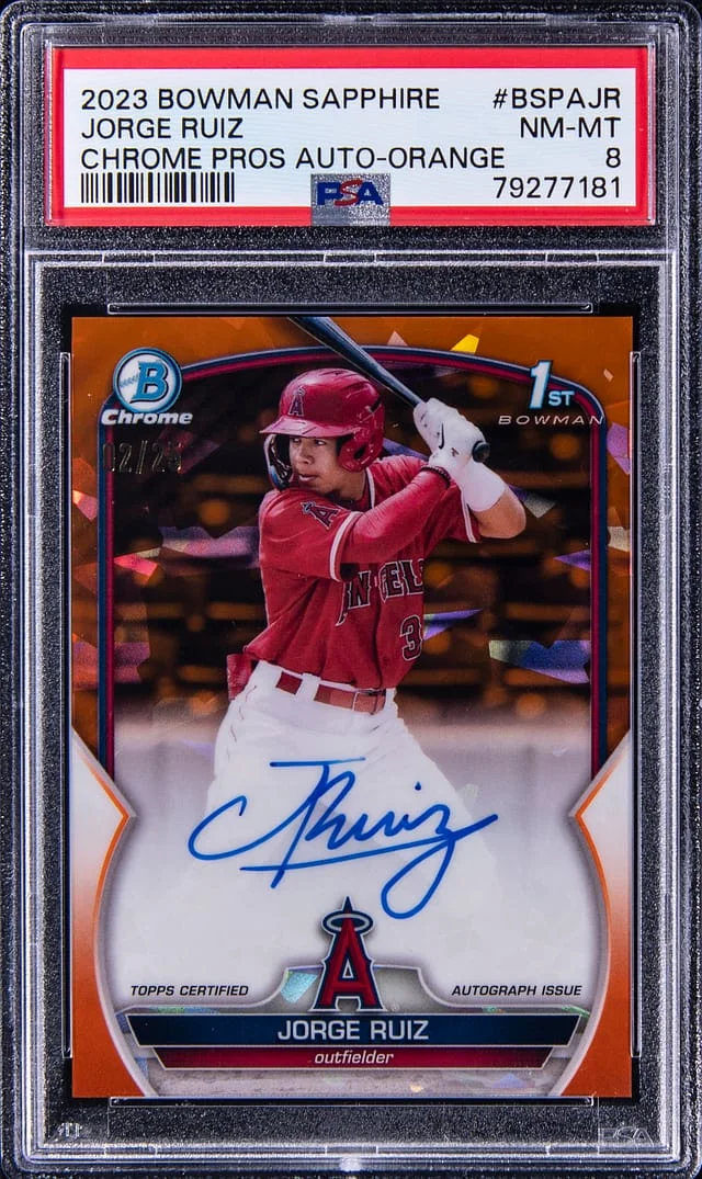 2023 Bowman Chrome Sapphire Jorge Ruiz Edition Prospects Autograph Orange #BSPA-JR card image