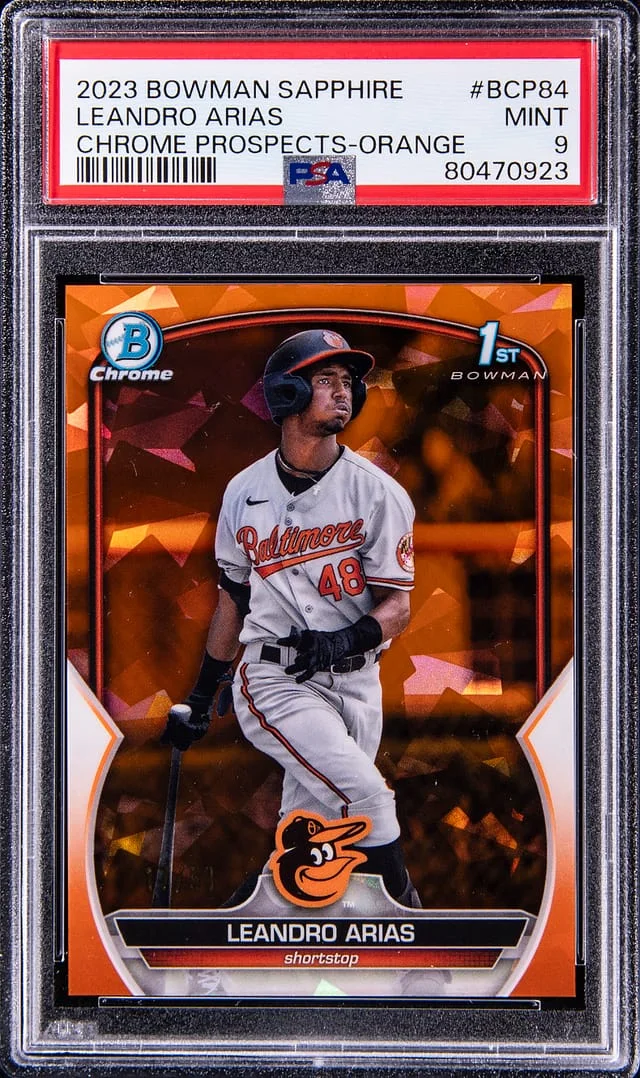 2023 Bowman Chrome Sapphire Leandro Arias Orange #BCP-84 card image