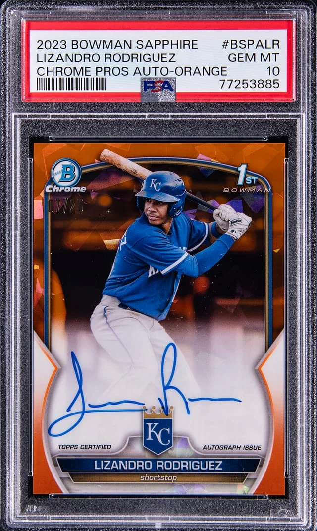 2023 Bowman Chrome Sapphire Lizandro Rodriguez Prospect Autographs Orange #BSPALR card image