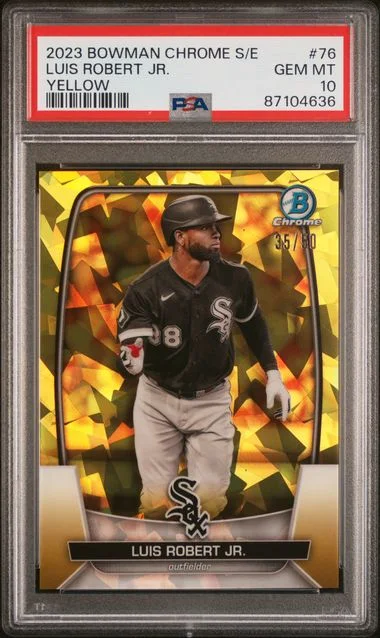 2023 Bowman Chrome Sapphire Luis Robert Jr. Edition Yellow #76 card image
