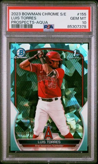 2023 Bowman Chrome Sapphire Luis Torres Edition Prospects Aqua #155 card image