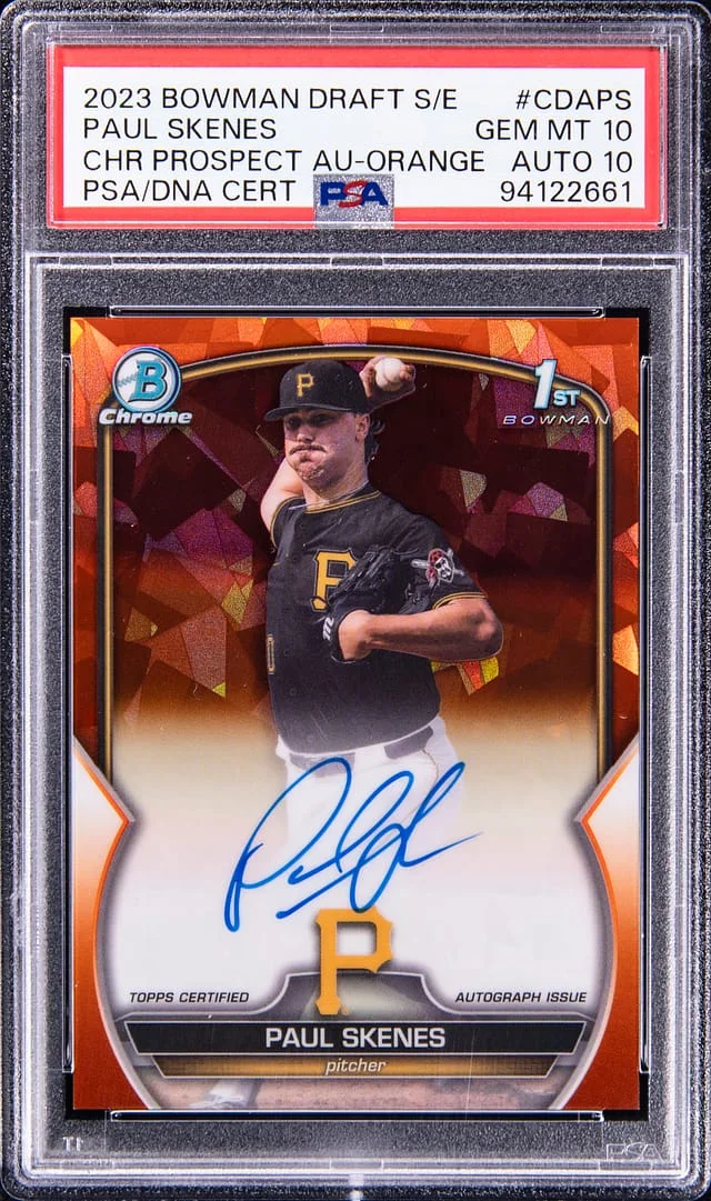 2023 Bowman Chrome Sapphire Paul Skenes Edition Autographs Orange Refractor #CDA-PS card image