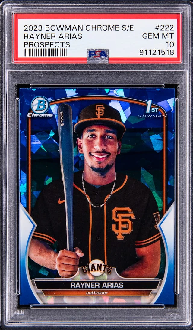 2023 Bowman Chrome Sapphire Rayner Arias Edition Prospects #222 card image