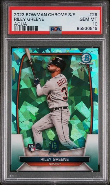 2023 Bowman Chrome Sapphire Riley Greene Edition Aqua #29 card image