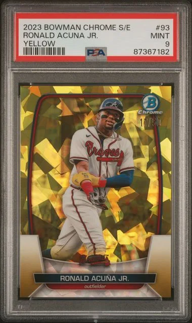 2023 Bowman Chrome Sapphire Ronald Acuna Jr. Edition Yellow #93 card image