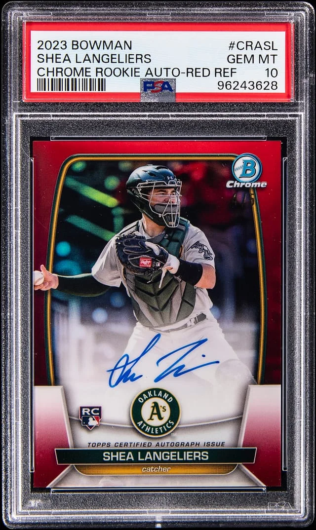 2023 Bowman Chrome Shea Langeliers Autographs Red Refractor #CRA-SL card image