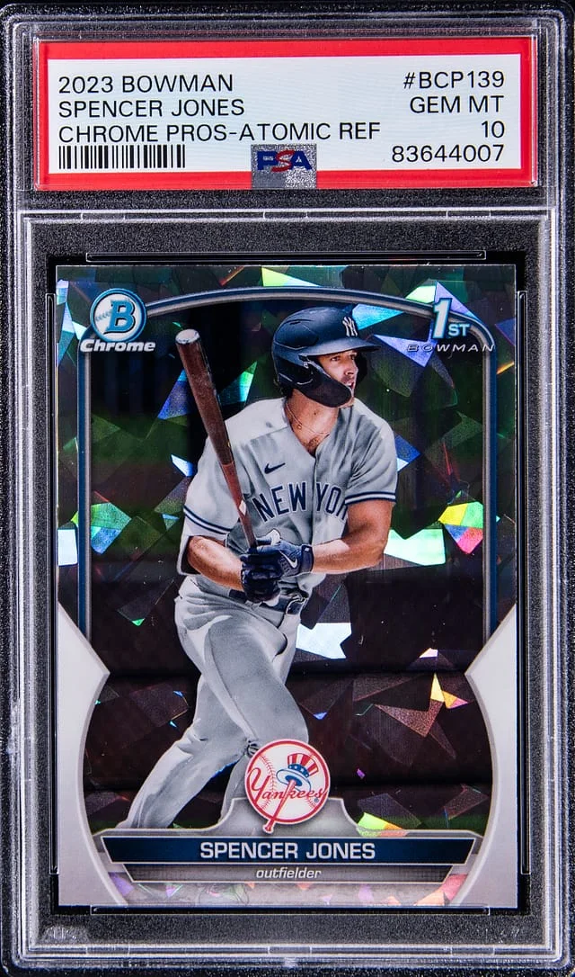 2023 Bowman Chrome Spencer Jones Prospect Atomic Refractor #BCP139 card image