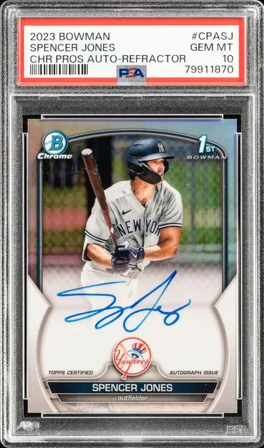 2023 Bowman Chrome Spencer Jones Prospect Autographs Refractor #CPA-SJ card image