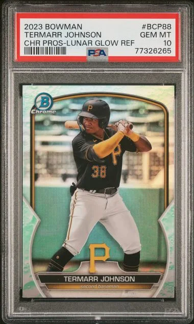 2023 Bowman Chrome Termarr Johnson Lunar Glow Refractor #BCP88 card image