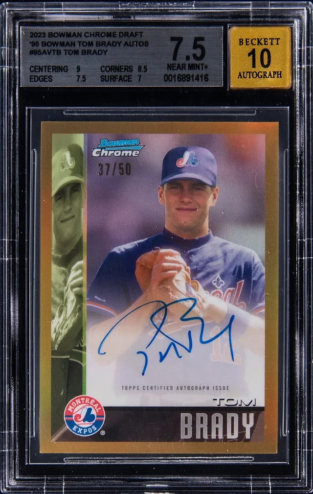 2023 Bowman Chrome Tom Brady 95 Bowman Autographs #95AV-TB card image